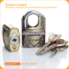 Popular Safe Zinc Alloy Shackle Half Protected Bullet Key Padlock